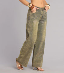 Glam Moment Rhinestone Denim Straight-Leg Jeans