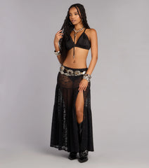 Soft Edge Sheer Lace Maxi Skirt