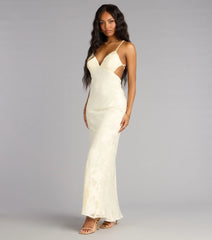 Enya Floral Mesh Lace-Up Formal Dress