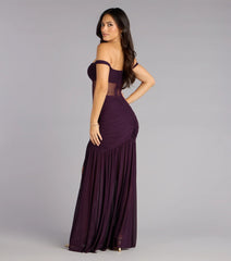 Eliza Sheer Mesh Off-The-Shoulder Mermaid Dress