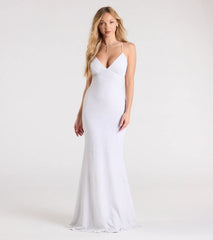 Carina Lace-Up Mermaid Glitter Formal Dress