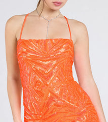 Lottie Sequin Lace-Up Mermaid Dress