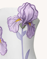 Iris Floral Print Strapless Dress - White