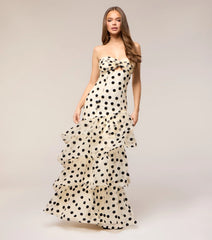 Valerie Polka Dot Ruffle Formal Dress