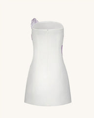 Iris Floral Print Strapless Dress - White