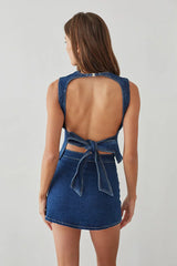 Maggie High Waist Denim Skort