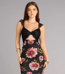 Love Language Floral Lace Slit Maxi Dress