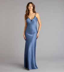 Blaire Satin Keyhole Slip Formal Dress