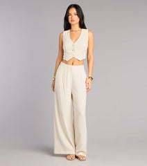 Effortlessly Polished Linen-Blend Cropped Vest