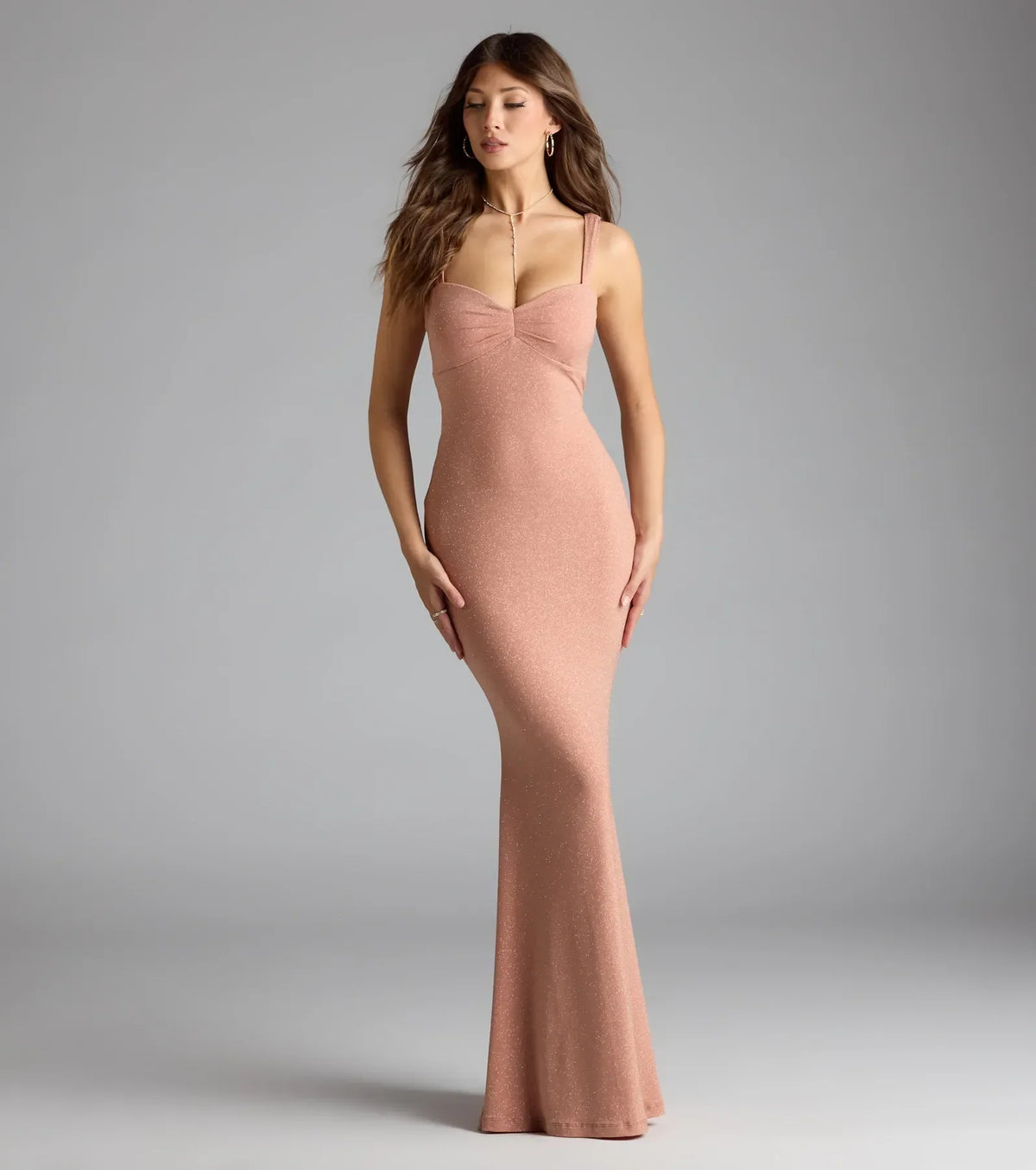 Halie Open Back Mermaid Glitter Formal Dress