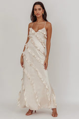 Arrabel Ruffle Trim Maxi Dress Champagne