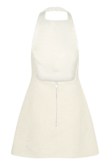 Carina Boucle Halter Mini Dress - Ivory