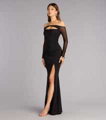 Elianna Mesh Off-The-Shoulder Mermaid Dress